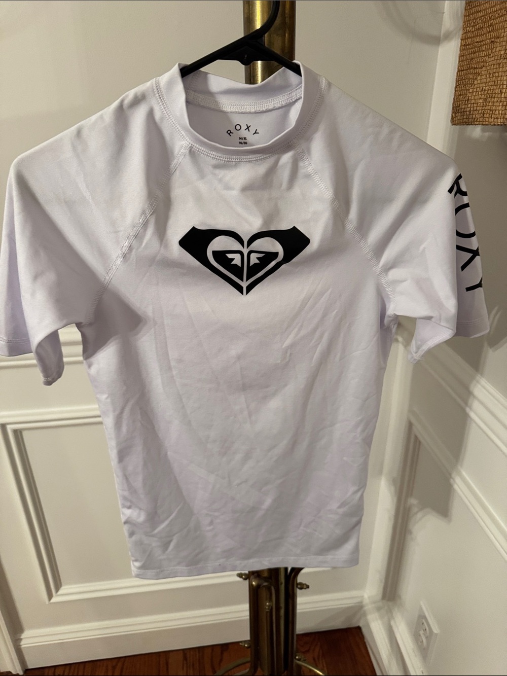 Roxy White Short Sleeve Logo Rash Guard Tee